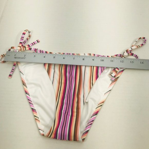 Shade And Shore Women's Sz Small Side Tie Hipster Bikini Swim Bottom Striped New - Picture 6 of 9
